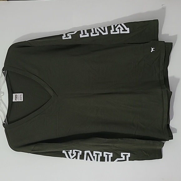 PINK V-Neck Tee Hunter Green - Picture 2 of 7